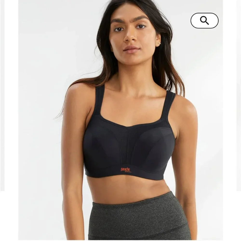 NWT Panache Black Underwire HIgh Impact Sports Bra - 30E - Picture 1 of 10